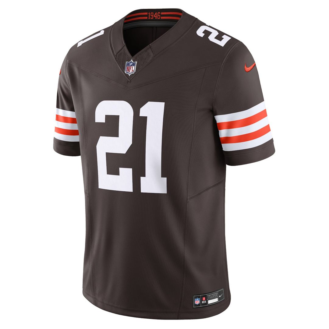 Cleveland Browns Denzel Ward Nike Brown Vapor F.U.S.E. Limited Jersey product image 2, provided for visual reference and