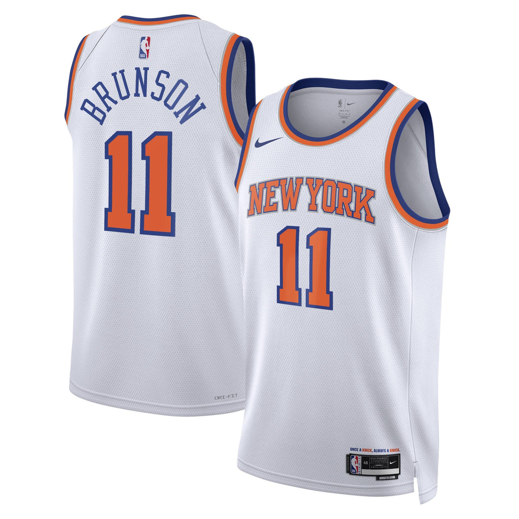 New York Knicks Nike Association Edition Swingman Jersey - White - Jalen Brunson - Unisex product image 1, provided for