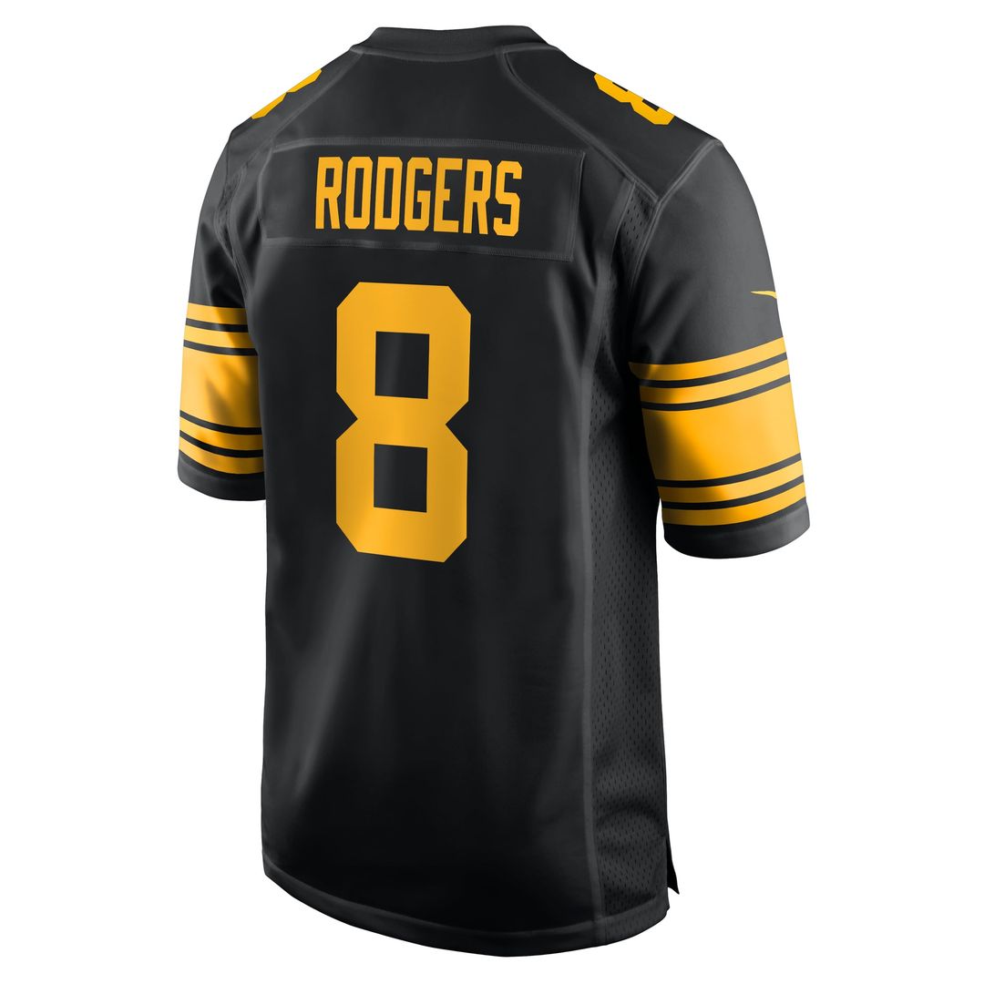 Pittsburgh Steelers Aaron Rodgers Nike Black Alternate Game Jersey product image 3, provided for visual reference and
