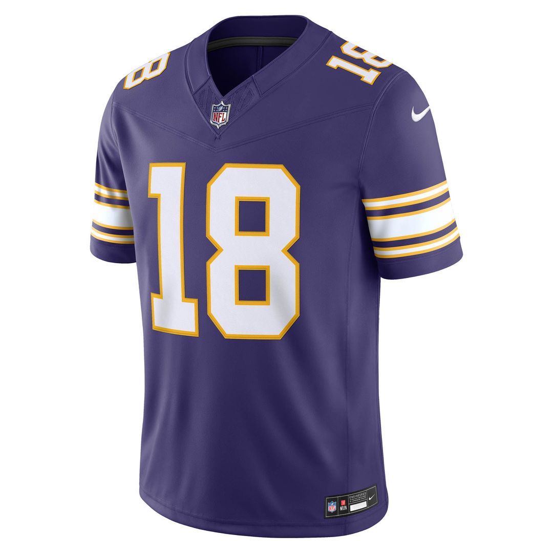 Minnesota Vikings Justin Jefferson Nike Purple Alternate Classic Vapor F.U.S.E. Stitched Limited Jersey product image 2,