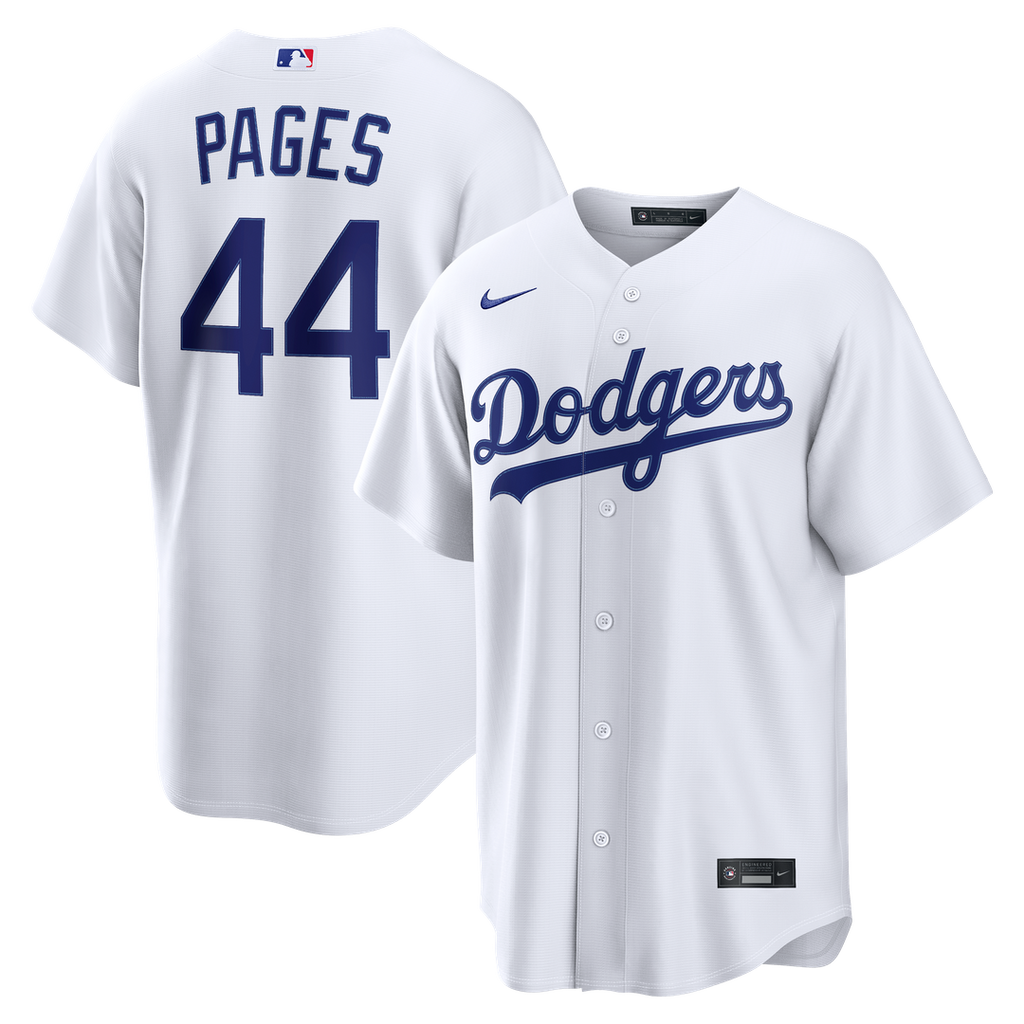 Los Angeles Dodgers Andy Pages Nike White Home Replica Jersey product image 1, provided for visual reference and product