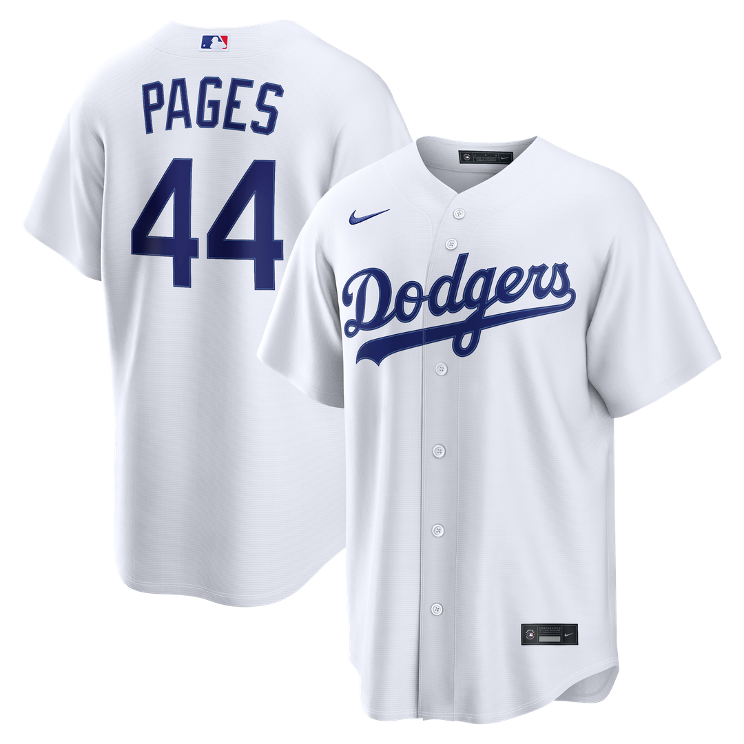 Los Angeles Dodgers Andy Pages Nike White Home Replica Jersey product image 1, provided for visual reference and product