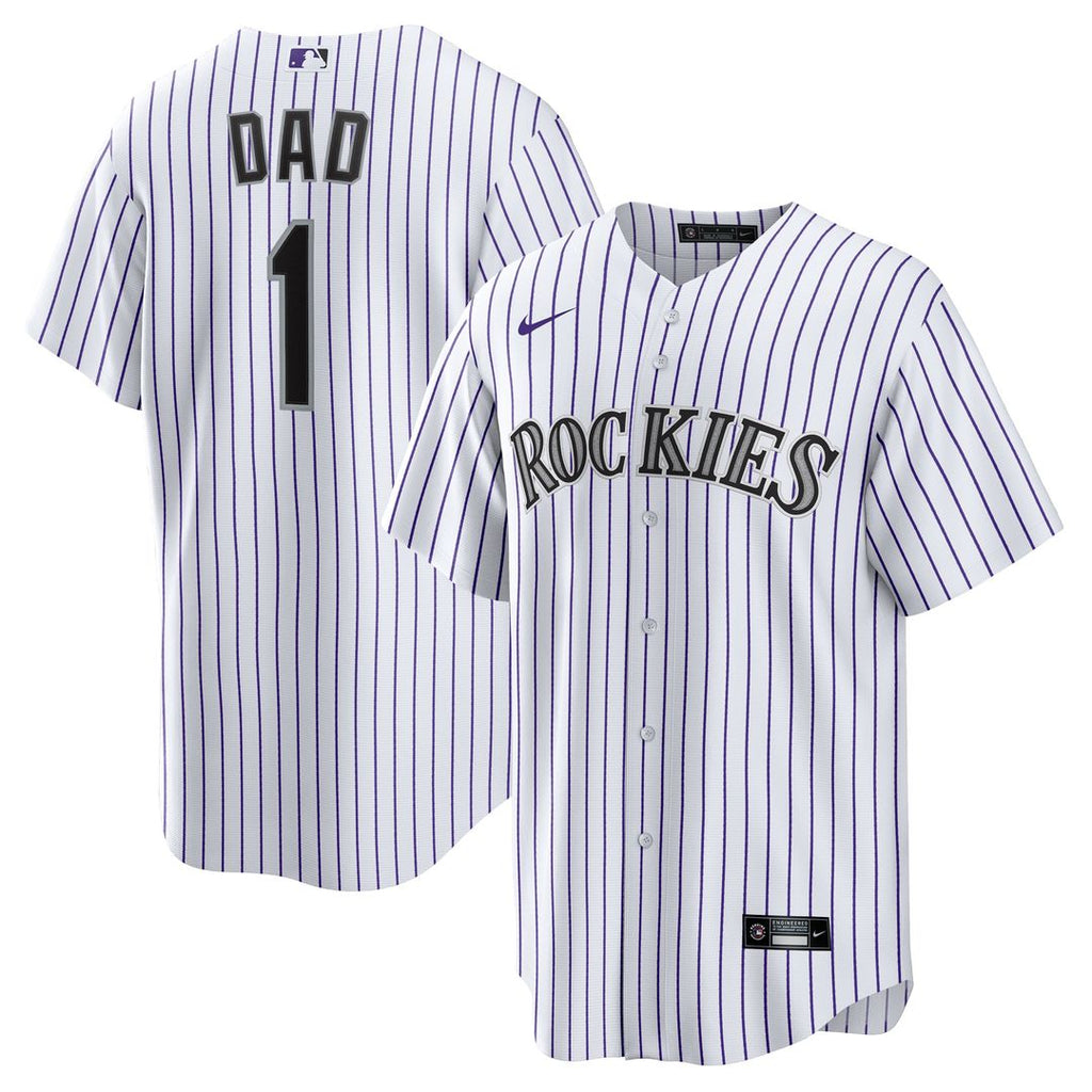 Colorado Rockies Nike White #1 Dad Home Replica Jersey product image 1, provided for visual reference and product detail