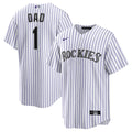 Colorado Rockies Nike White #1 Dad Home Replica Jersey product image 1, provided for visual reference and product detail