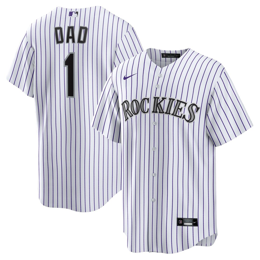 Colorado Rockies Nike White #1 Dad Home Replica Jersey product image 1, provided for visual reference and product detail