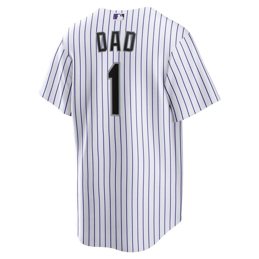 Colorado Rockies Nike White #1 Dad Home Replica Jersey product image 3, provided for visual reference and product detail