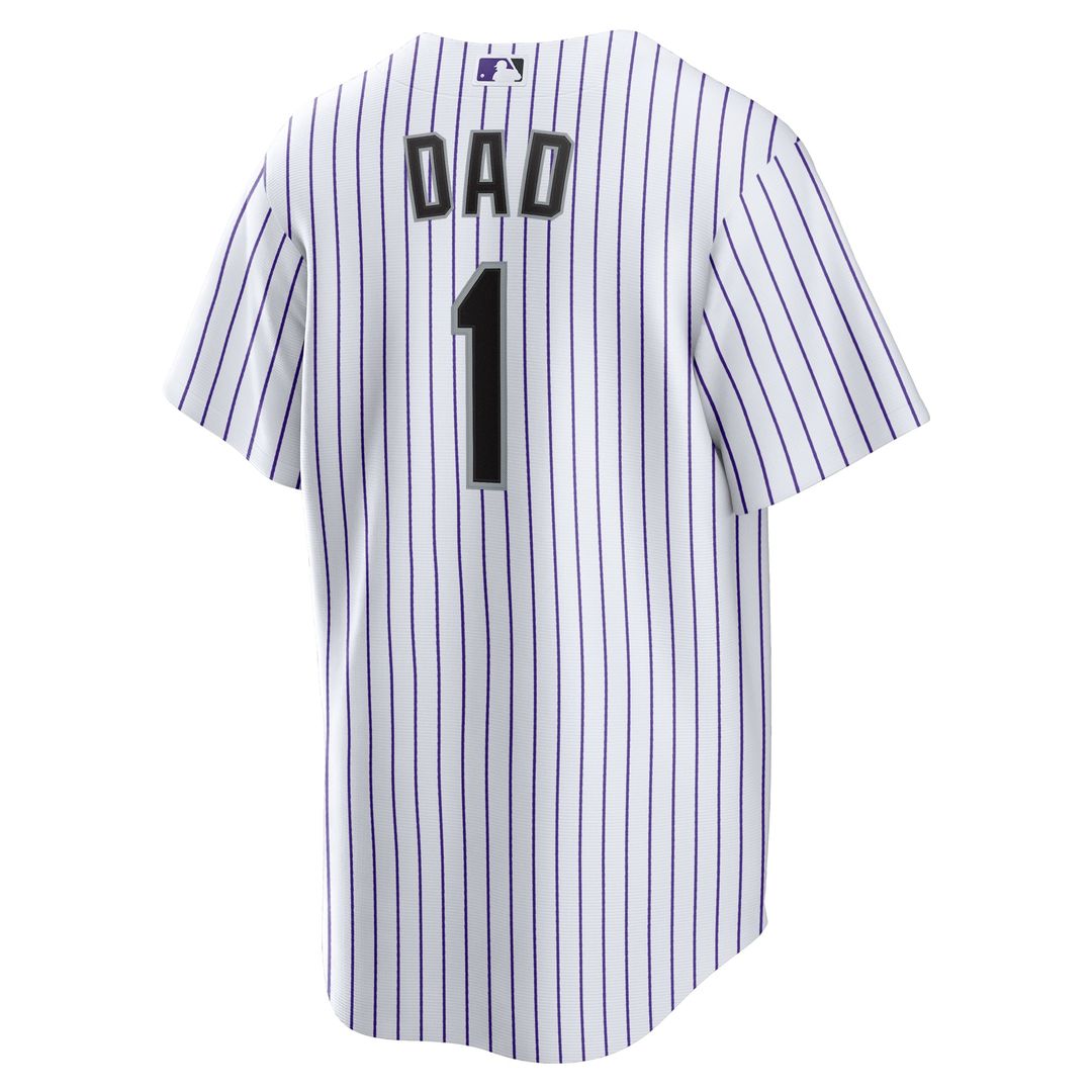 Colorado Rockies Nike White #1 Dad Home Replica Jersey product image 3, provided for visual reference and product detail