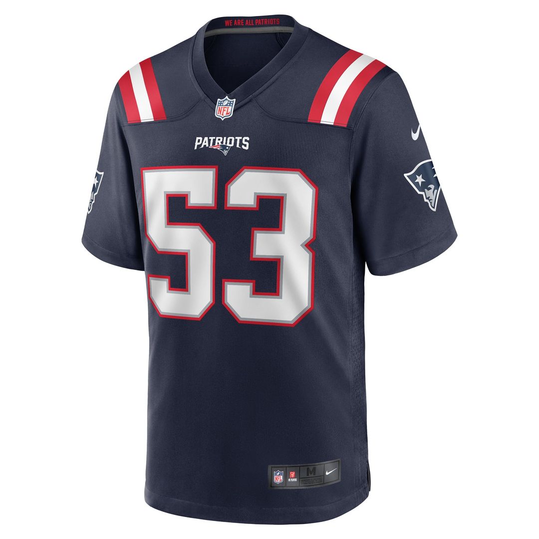 New England Patriots Christian Elliss Nike Navy Game Jersey product image 2, provided for visual reference and product