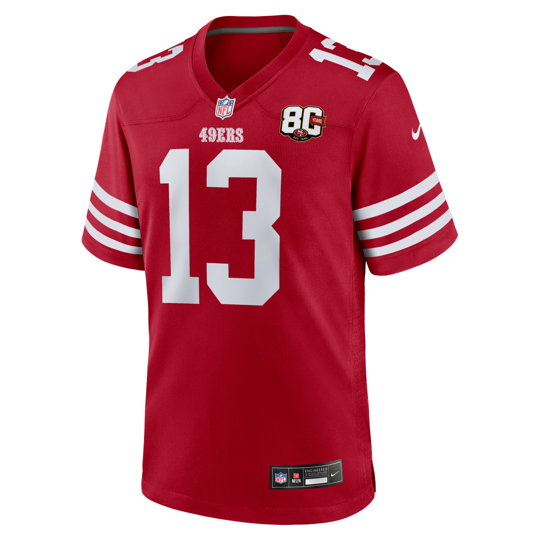 San Francisco 49ers Brock Purdy Nike Scarlet 80th Anniversary Game Jersey product image 6, provided for visual reference and