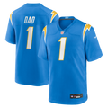 Los Angeles Chargers Number 1 Dad Nike Powder Blue Game Jersey product image 1, provided for visual reference and product