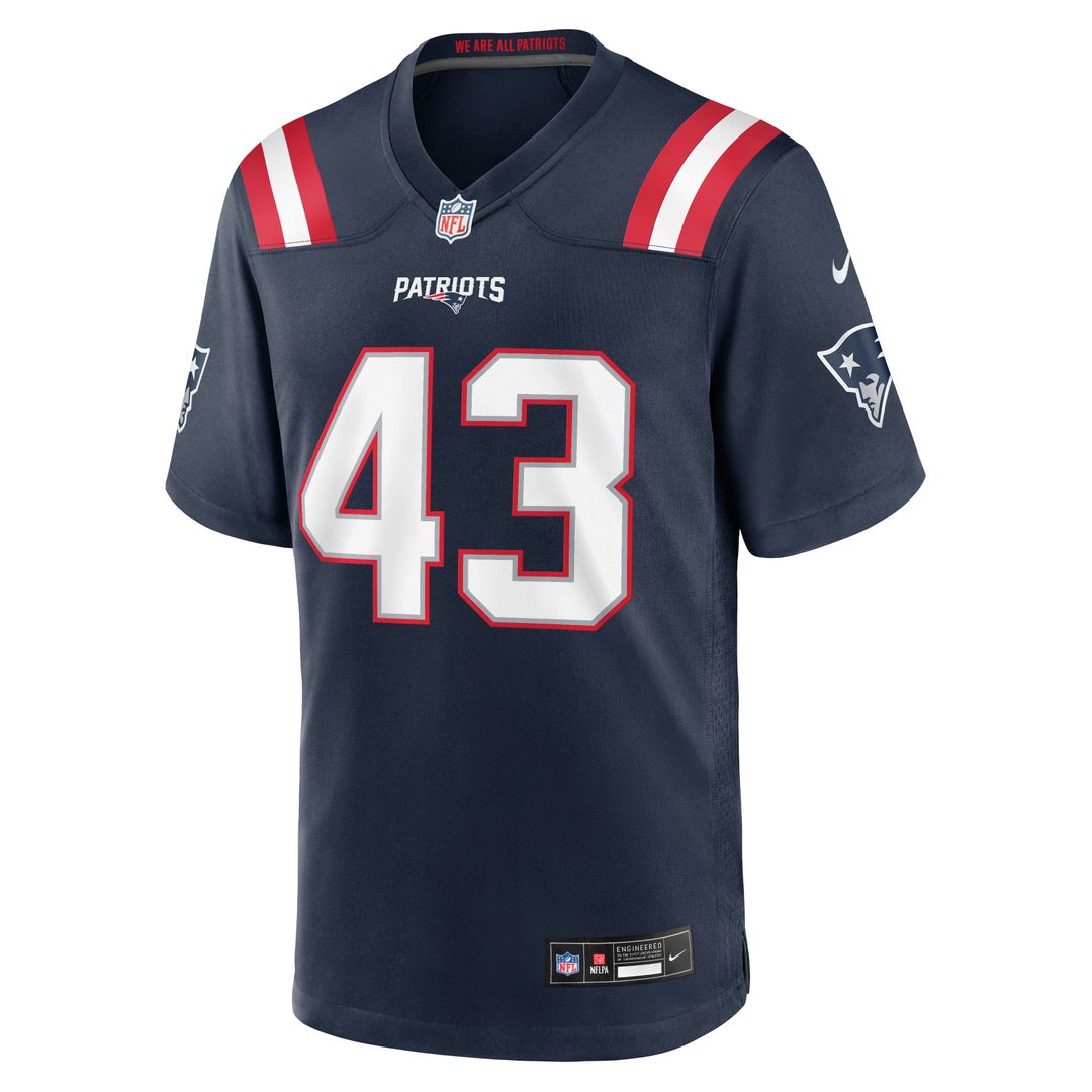 New England Patriots Bradyn Swinson Nike Navy Team Game Jersey product image 4, provided for visual reference and product