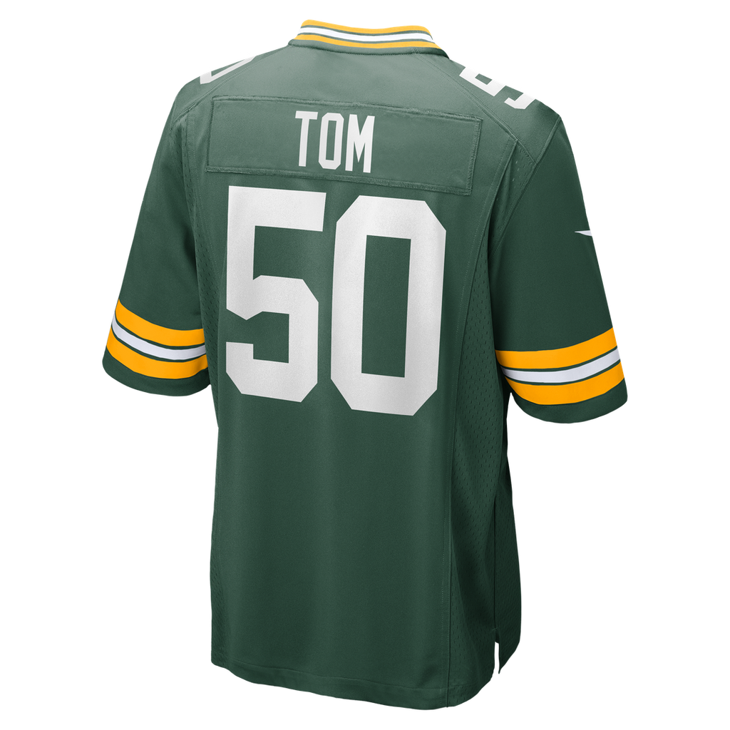 Green Bay Packers Zach Tom Nike Green Game Player Jersey product image 3, provided for visual reference and product detail