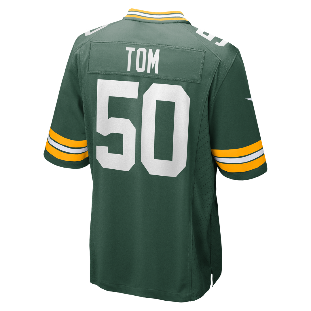 Green Bay Packers Zach Tom Nike Green Game Player Jersey product image 3, provided for visual reference and product detail