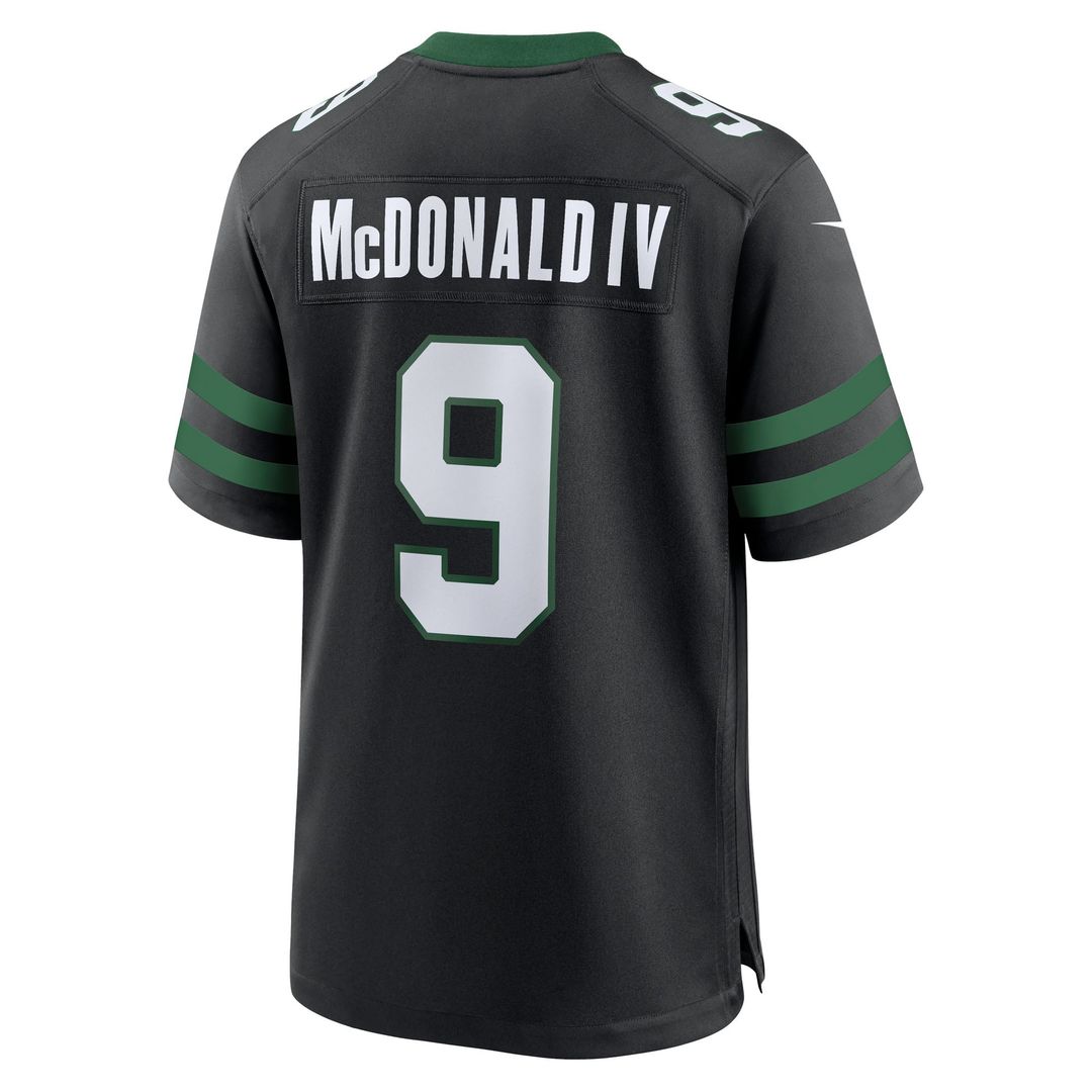 New York Jets Will McDonald IV Nike Legacy Black Alternate Game Jersey product image 9, provided for visual reference and