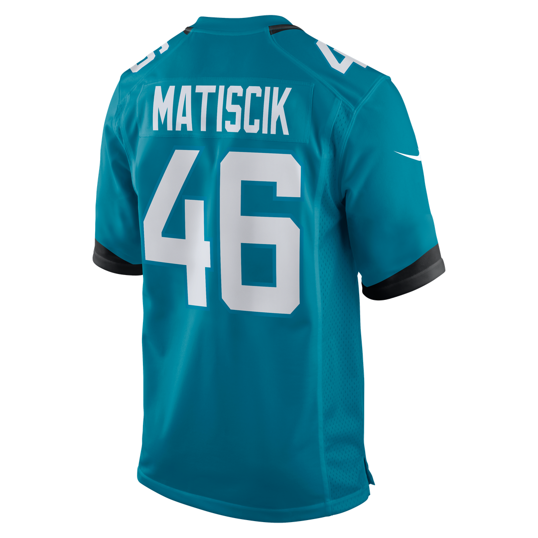 Jacksonville Jaguars Ross Matiscik Nike Teal Game Jersey product image 3, provided for visual reference and product detail