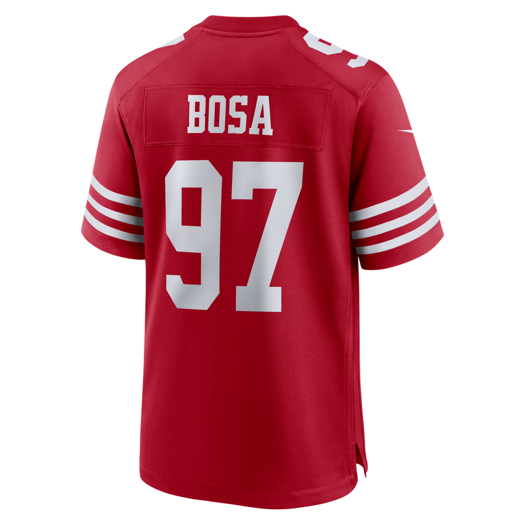 San Francisco 49ers Nick Bosa Nike Scarlet 80th Anniversary Game Jersey product image 7, provided for visual reference and