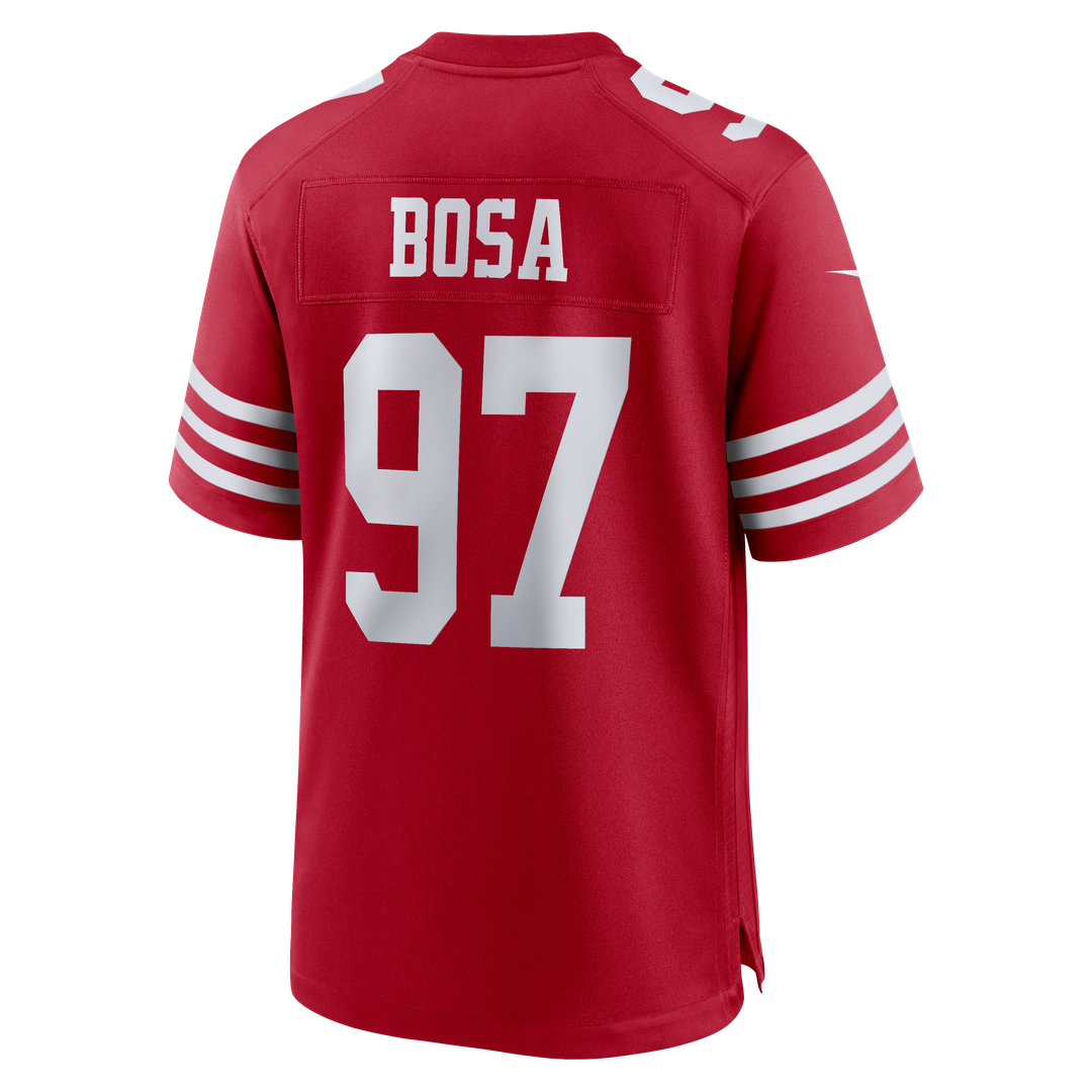 San Francisco 49ers Nick Bosa Nike Scarlet 80th Anniversary Game Jersey product image 7, provided for visual reference and