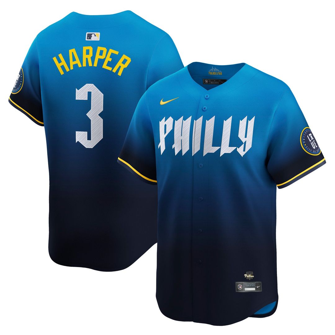 Philadelphia Phillies Bryce Harper Nike Blue City Connect Limited Player Jersey product image 1, provided for visual