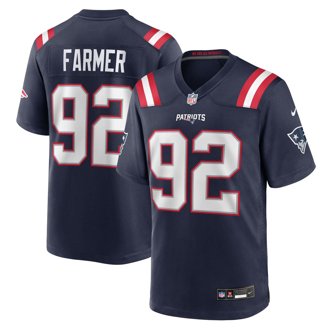 New England Patriots Joshua Farmer Nike Navy Team Game Jersey product image 1, provided for visual reference and product