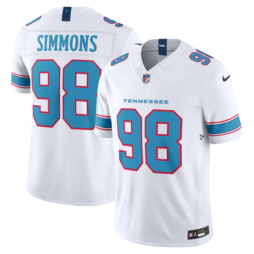 Tennessee Titans Jeffery Simmons Nike White Vapor F.U.S.E. Stitched Limited Jersey product image 1, provided for visual