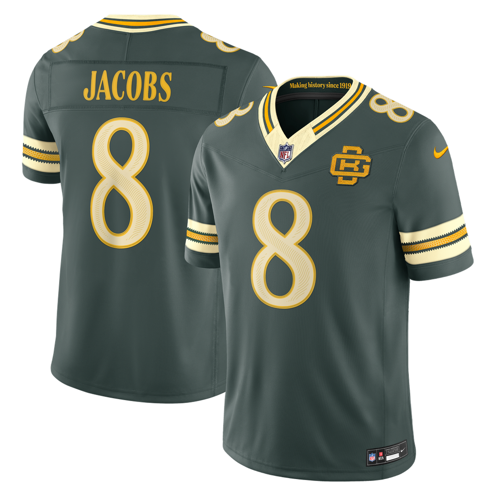 Green Bay Packers Josh Jacobs Nike Green 2026 Rivalries Collection Stitched Limited Jersey product image 1, provided for