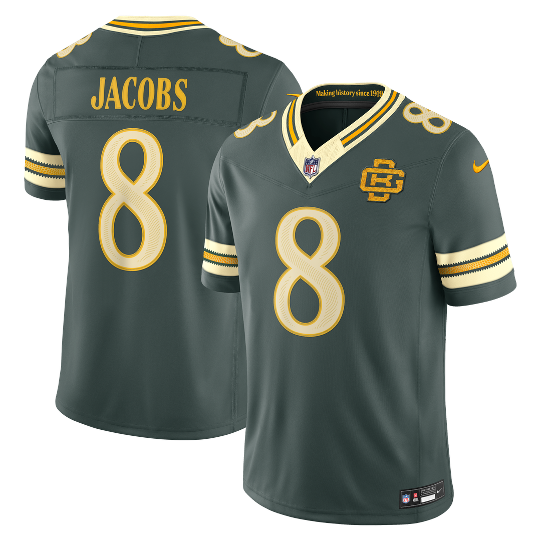 Green Bay Packers Josh Jacobs Nike Green 2026 Rivalries Collection Stitched Limited Jersey product image 1, provided for