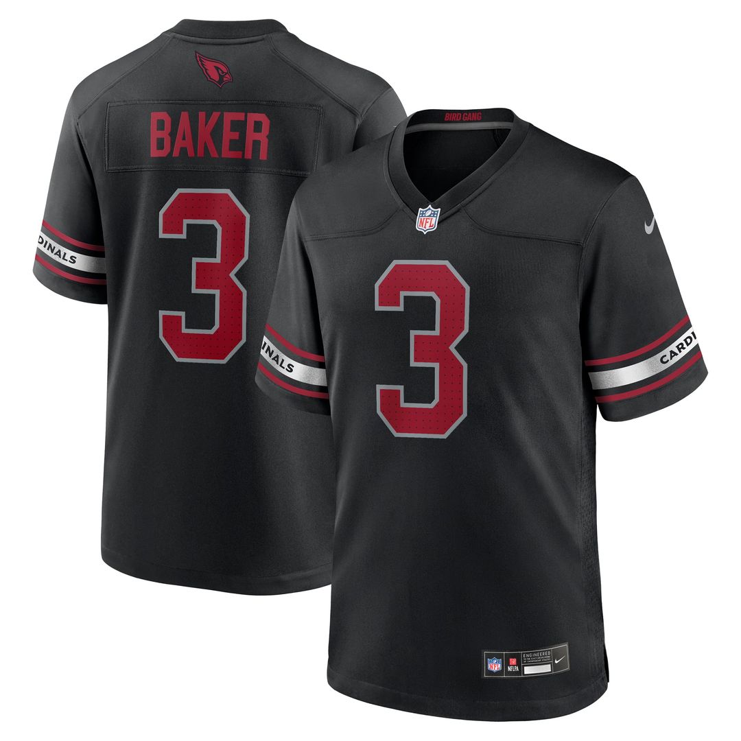 Arizona Cardinals Budda Baker Nike Black Game Jersey product image 1, provided for visual reference and product detail review