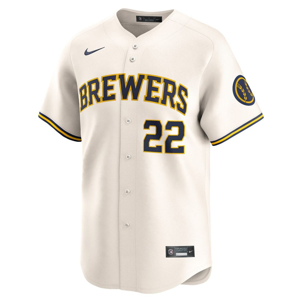 Milwaukee Brewers Christian Yelich Nike Cream Home Limited Player Jersey product image 2, provided for visual reference and