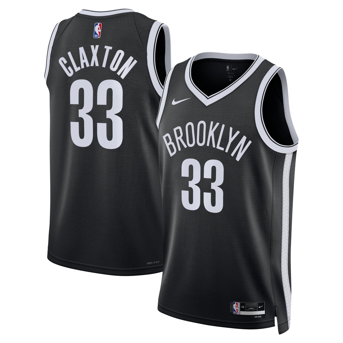 Brooklyn Nets Nike Icon Edition Swingman Jersey - Black - Nic Claxton - Unisex product image 1, provided for visual