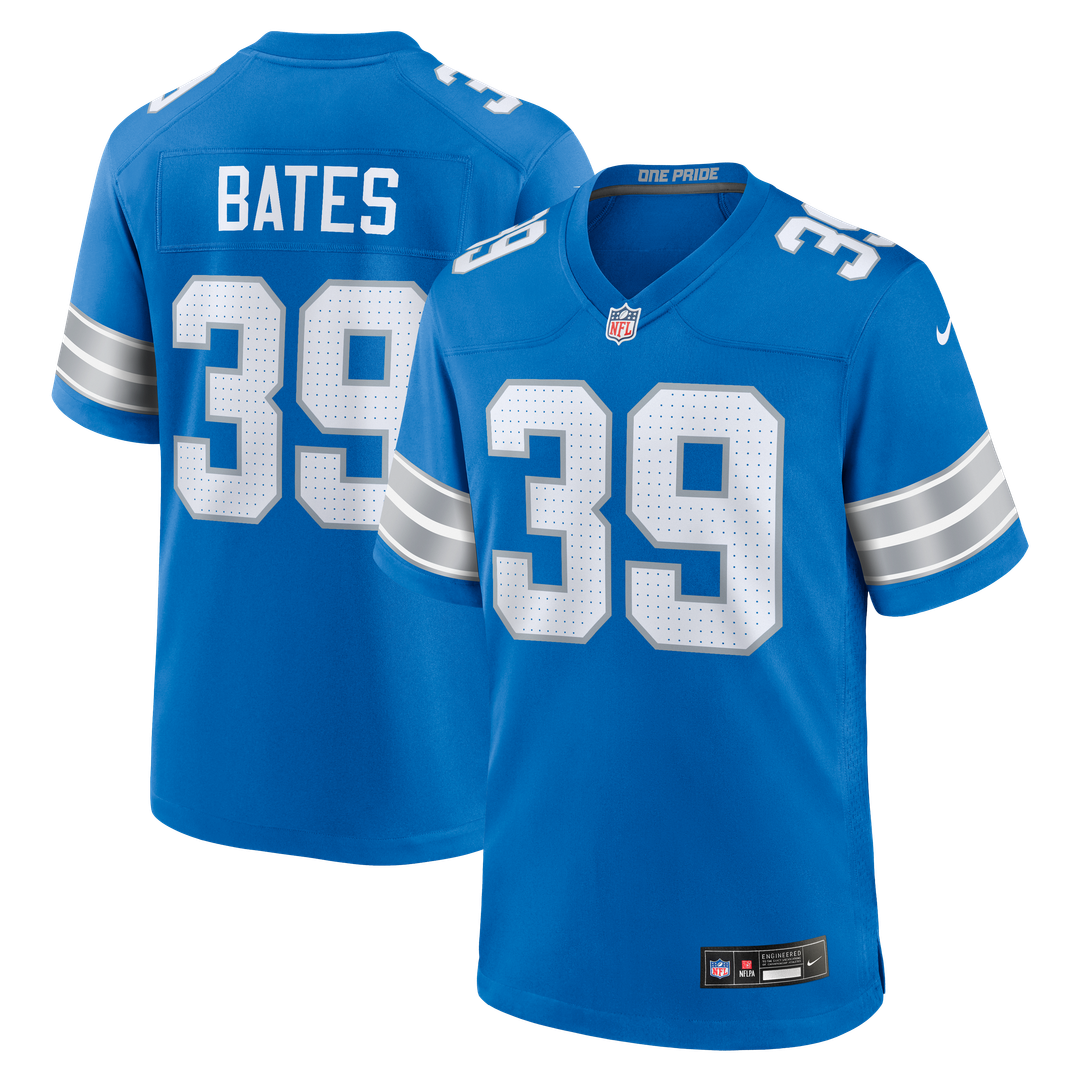Detroit Lions Jake Bates Nike Blue Team Game Jersey product image 1, provided for visual reference and product detail review