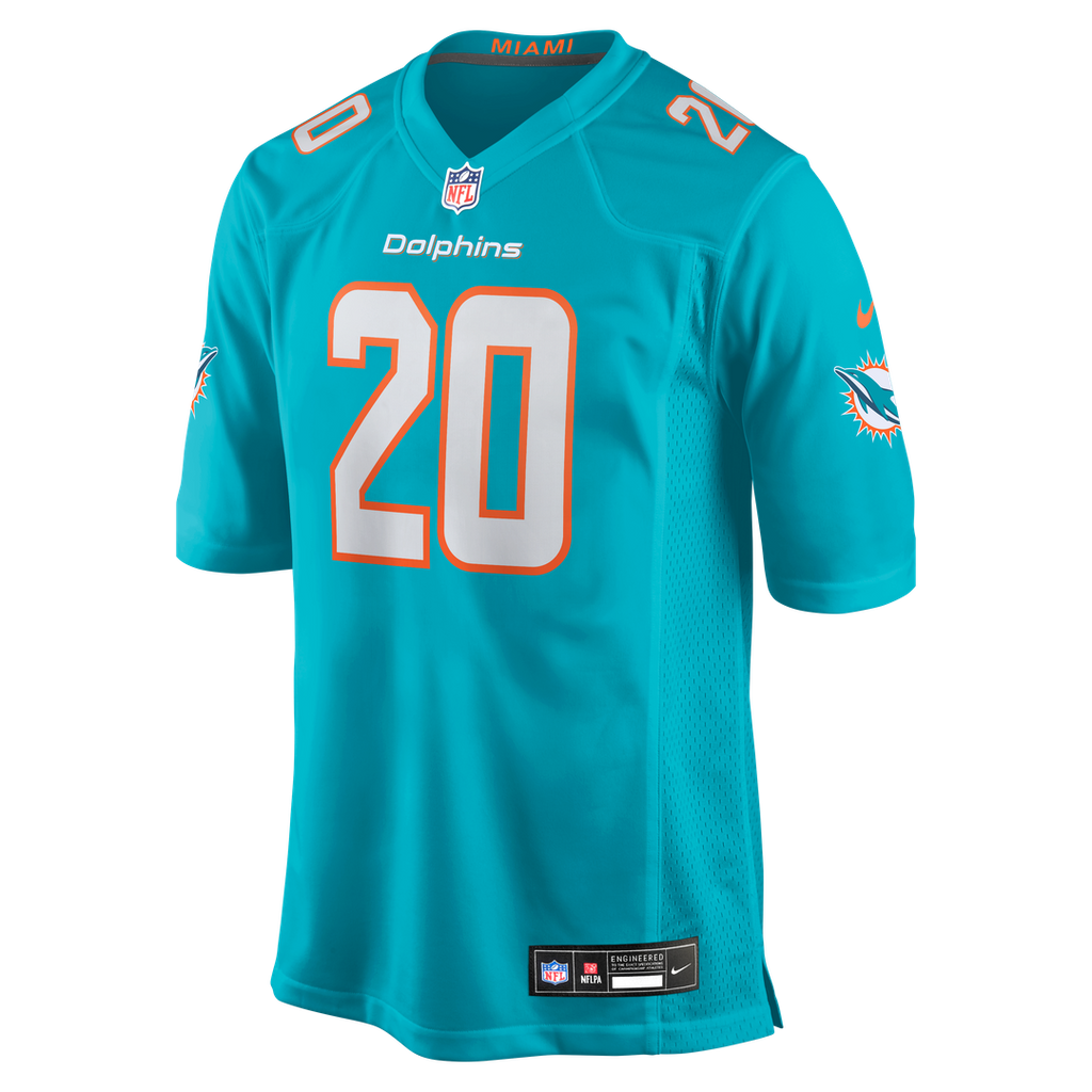 Miami Dolphins Jordyn Brooks Nike Aqua Game Jersey product image 2, provided for visual reference and product detail review