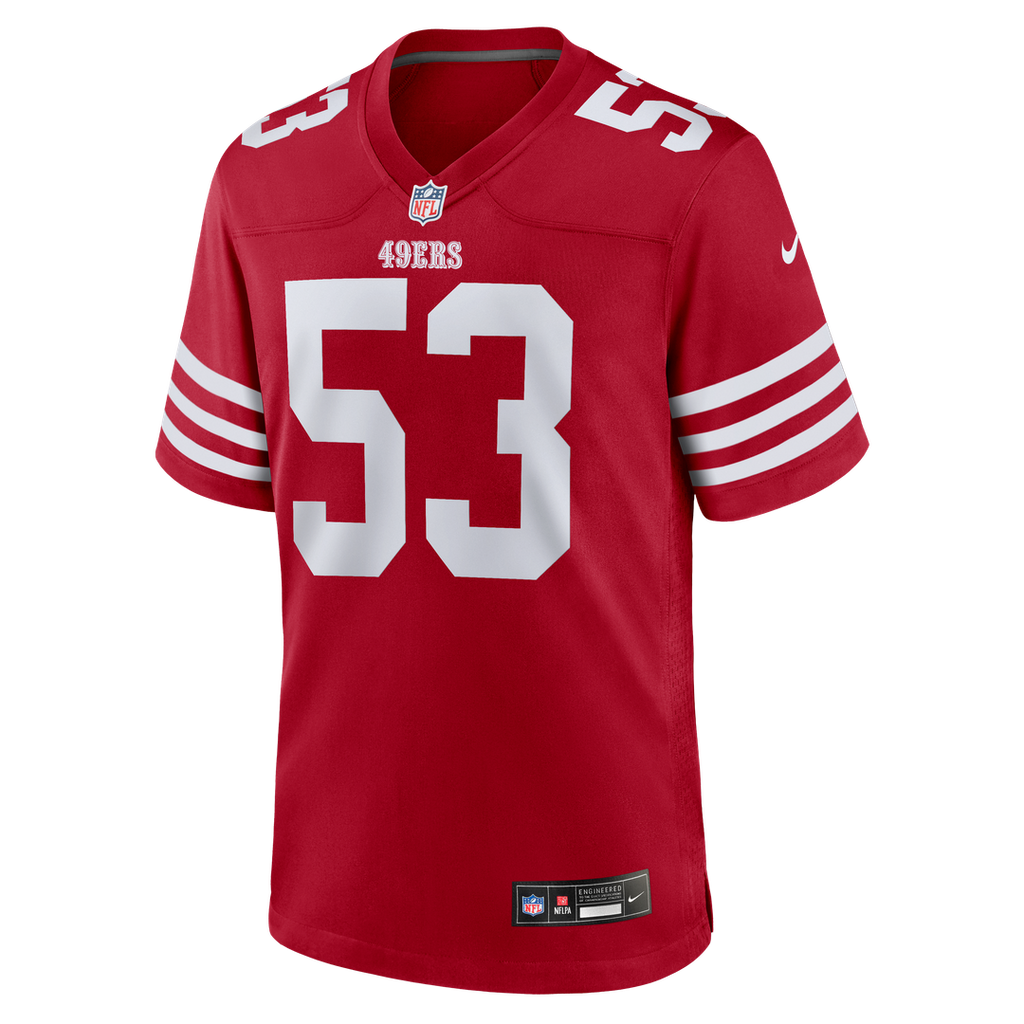 San Francisco 49ers Jaden Dugger III Nike Scarlet Team Game Jersey product image 4, provided for visual reference and