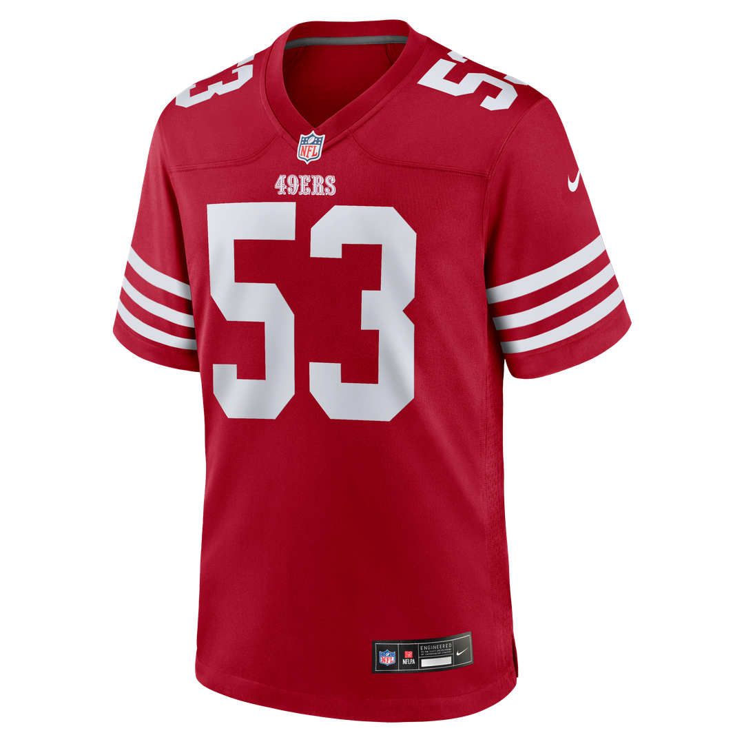 San Francisco 49ers Jaden Dugger III Nike Scarlet Team Game Jersey product image 4, provided for visual reference and