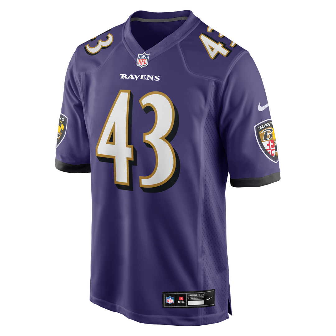 Baltimore Ravens Justice Hill Nike Purple Game Jersey product image 2, provided for visual reference and product detail