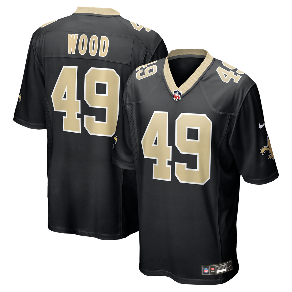 New Orleans Saints Zach Wood Nike Black Game Jersey product image 1, provided for visual reference and product detail review