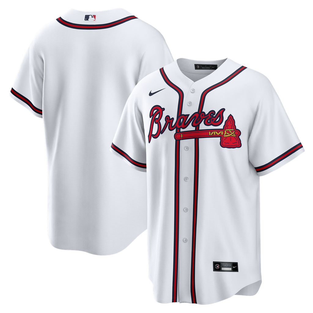 Atlanta Braves Nike White Home Big & Tall Replica Jersey product image 1, provided for visual reference and product detail