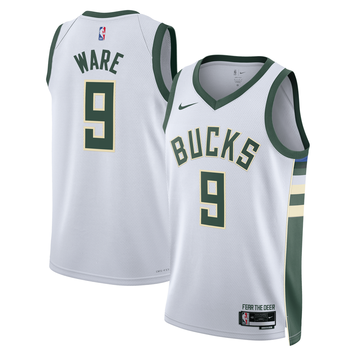 Milwaukee Bucks Nike Association Edition Swingman Jersey - White - Kel'el Ware - Unisex product image 2, provided for visual