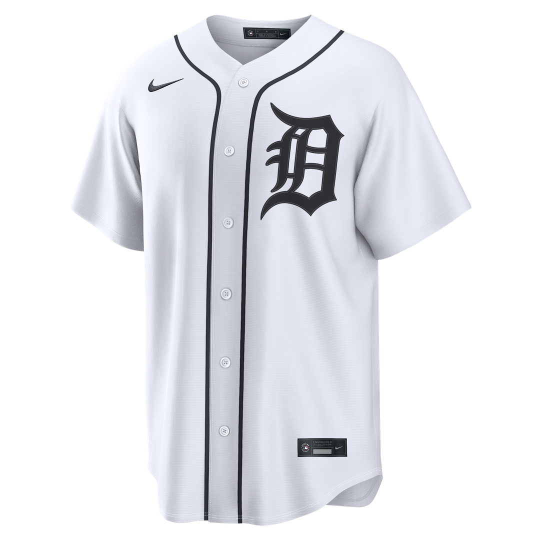 Detroit Tigers Javier Báez Nike White Home Replica Jersey product image 2, provided for visual reference and product detail