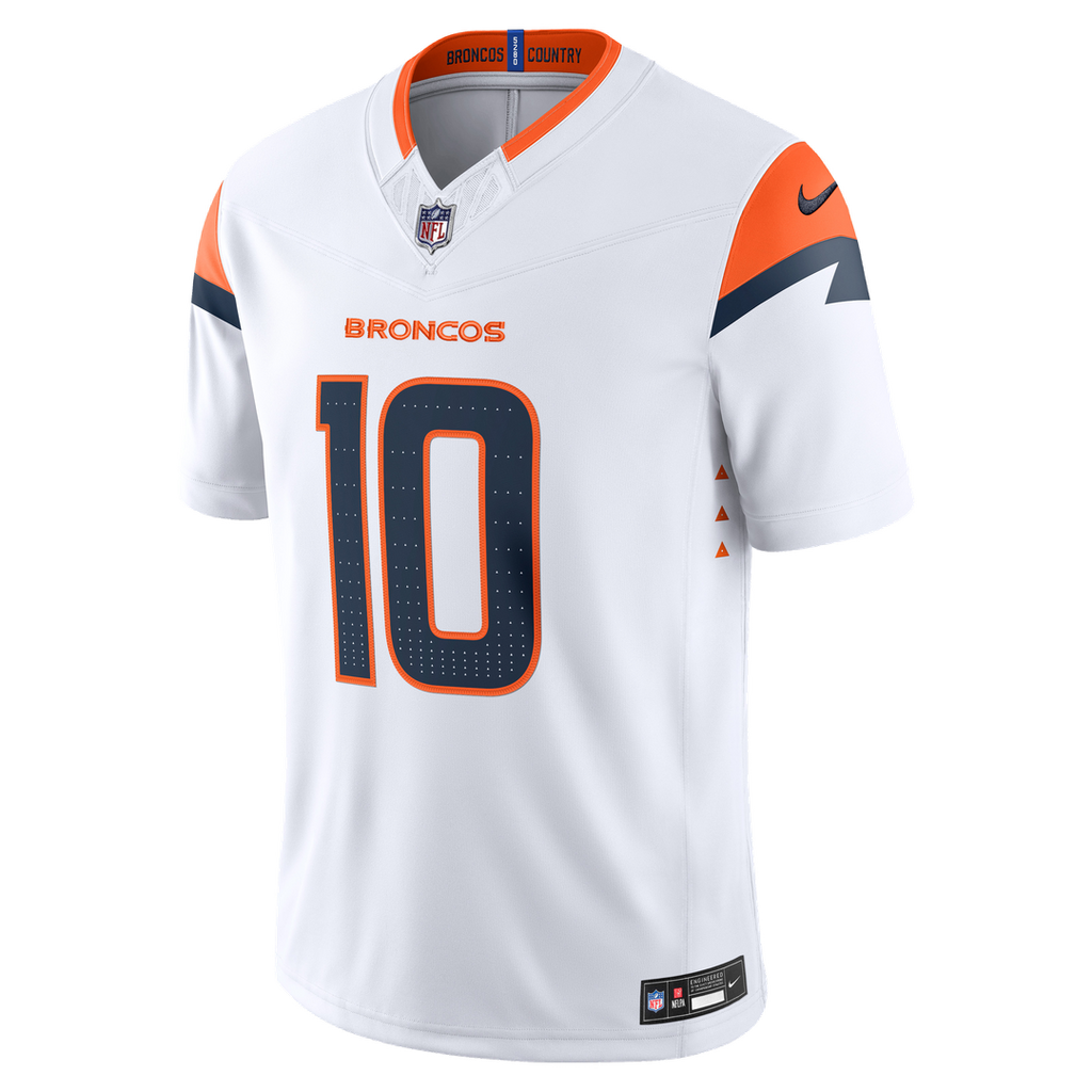 Denver Broncos Bo Nix Nike White Vapor F.U.S.E. Stitched Limited Jersey product image 5, provided for visual reference and