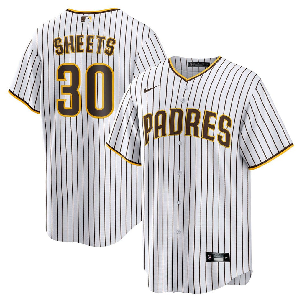 San Diego Padres Gavin Sheets Nike White Home Replica Jersey product image 1, provided for visual reference and product