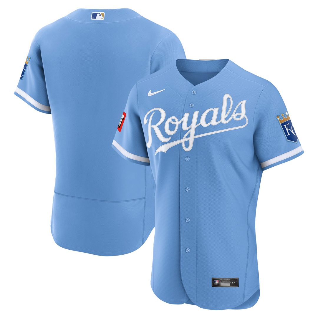 Kansas City Royals Nike Light Blue Alternate Sponsor Patch Authentic Jersey product image 1, provided for visual reference