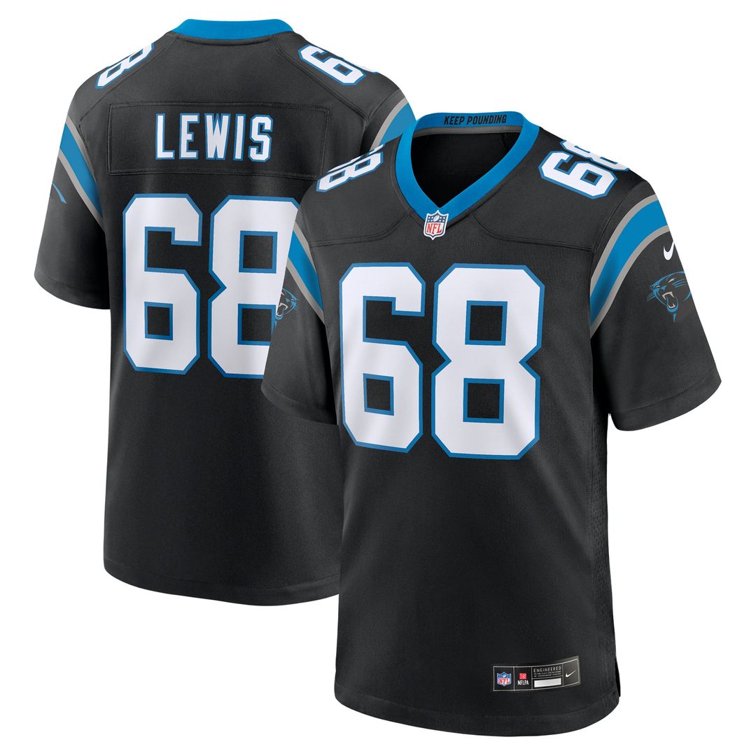 Carolina Panthers Damien Lewis Nike Black Game Jersey product image 1, provided for visual reference and product detail