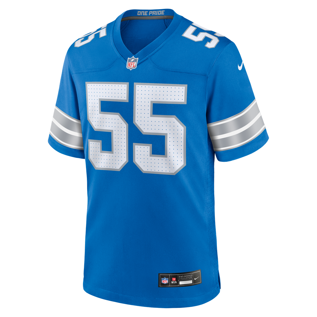 Detroit Lions Derrick Barnes Nike Blue Team Game Jersey product image 2, provided for visual reference and product detail