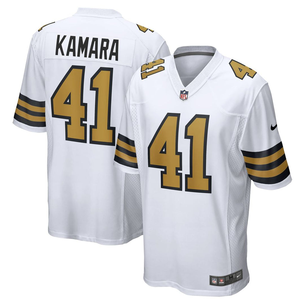 New Orleans Saints Alvin Kamara Nike White Alternate Game Jersey product image 1, provided for visual reference and product