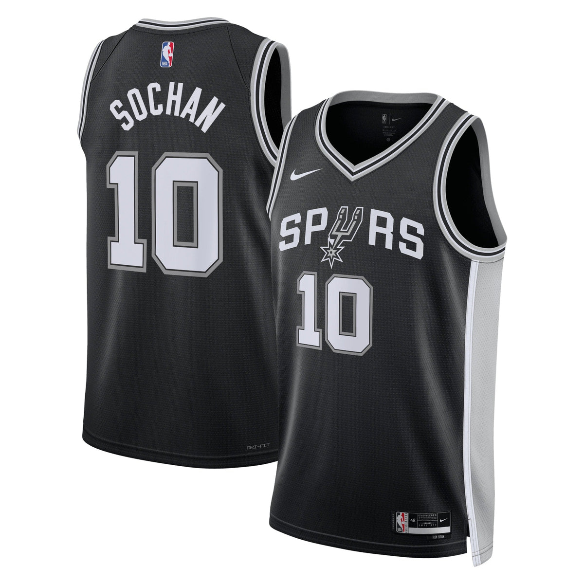 San Antonio Spurs Nike Icon Edition Swingman Jersey - Black - Jeremy Sochan - Unisex product image 1, provided for visual