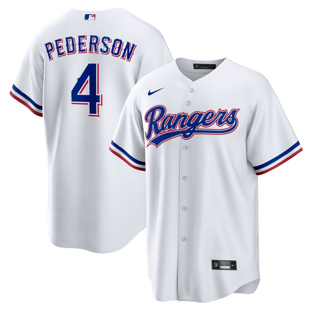 Texas Rangers Joc Pederson Nike White Home Replica Jersey product image 1, provided for visual reference and product detail