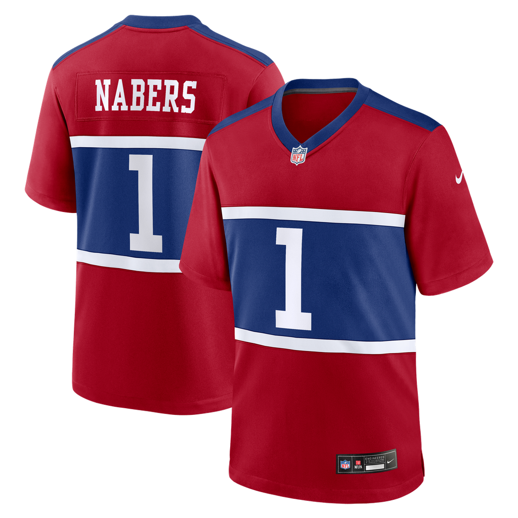 New York Giants Malik Nabers Nike Century Red Alternate Game Jersey product image 1, provided for visual reference and