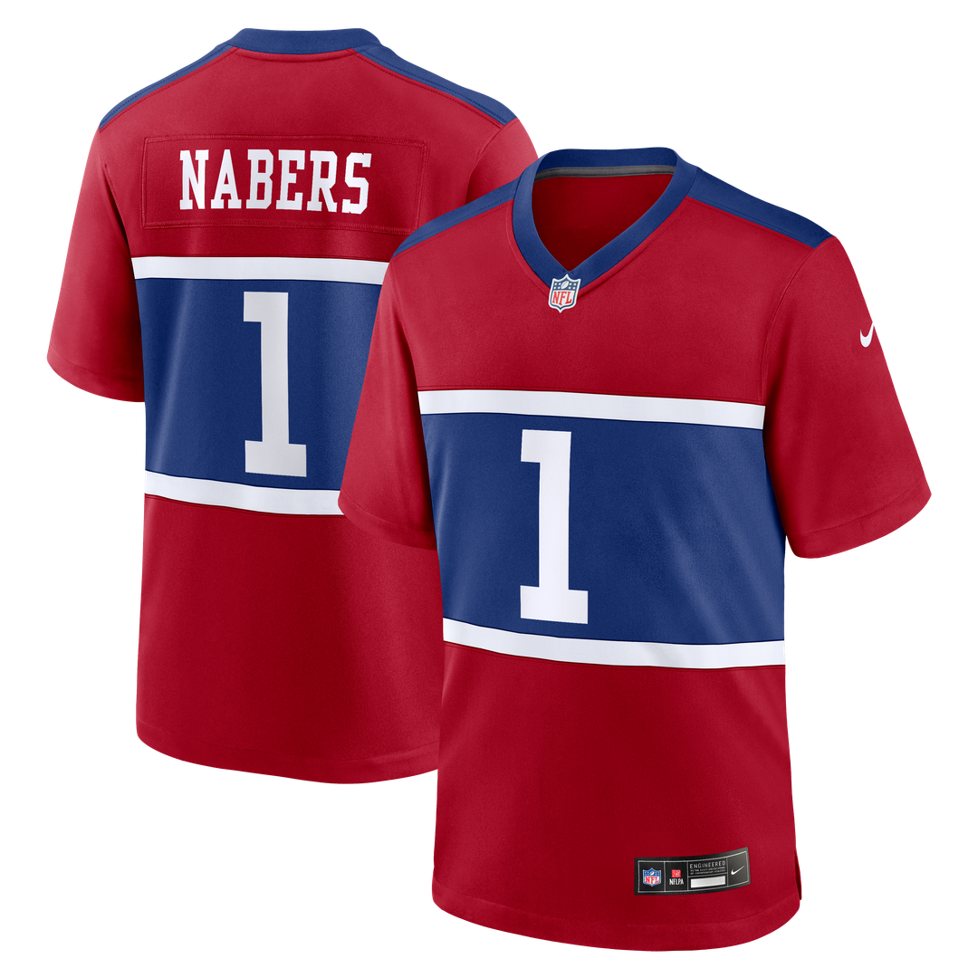 New York Giants Malik Nabers Nike Century Red Alternate Game Jersey product image 1, provided for visual reference and