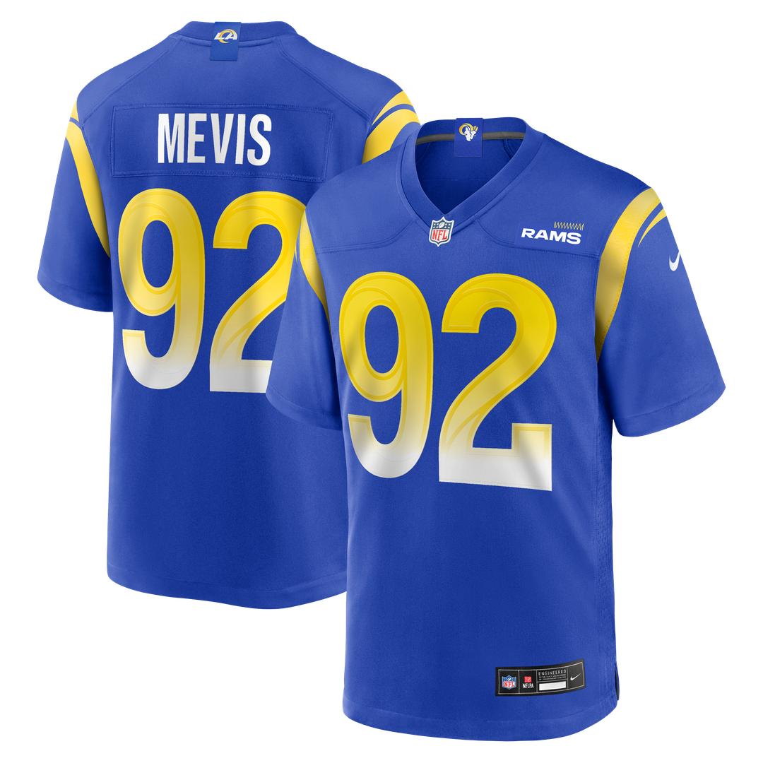 Los Angeles Rams Harrison Mevis Nike Royal Team Game Jersey product image 1, provided for visual reference and product