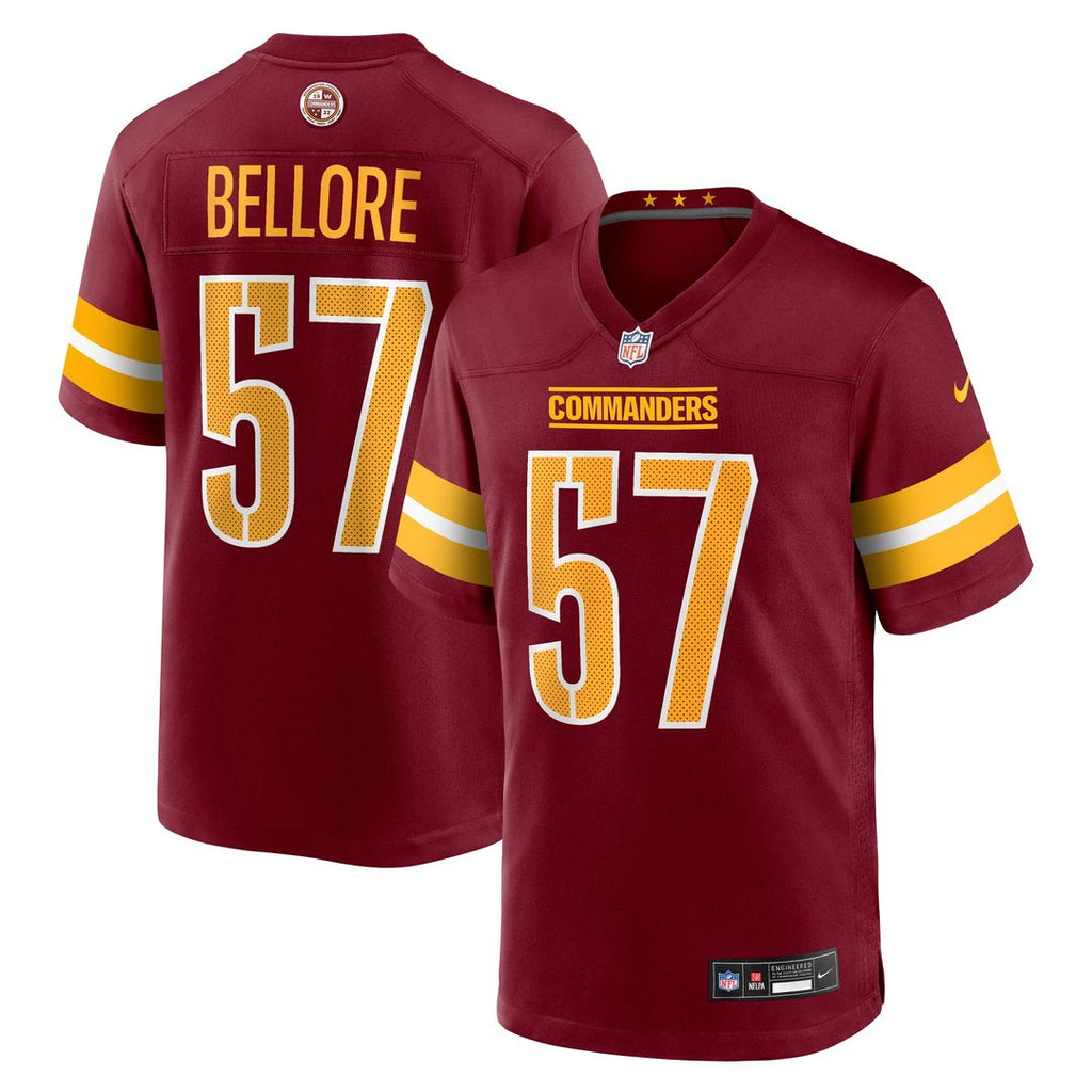 Washington Commanders Nick Bellore Nike Burgundy Team Game Jersey product image 1, provided for visual reference and product